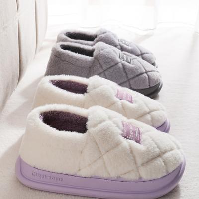 Модные зимние парные тапочки в базовом дизайне для женщин, плюшевые, нескользящие, теплые, с толстым пушистым мехом, домашние хлопковые тапочки для мужчин