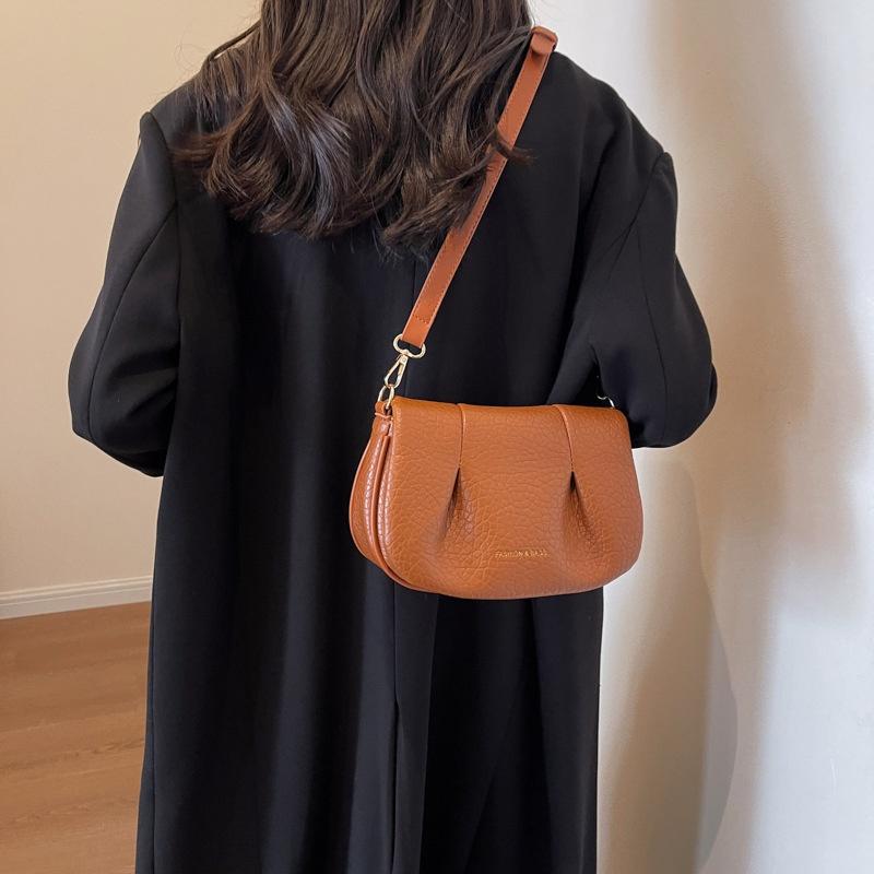 IELGY Женская простая седельная сумка через плечо в стиле ретро, ​​модная универсальная плиссированная сумка-облако