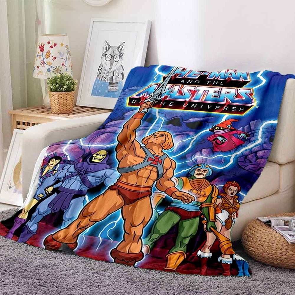 1Pc Heman Masters Universe Adventure Flannel Blanket, Soft And Comfortable, Casual Warm, Camping Travel, Christmas, Halloween Xmas Gift L1357