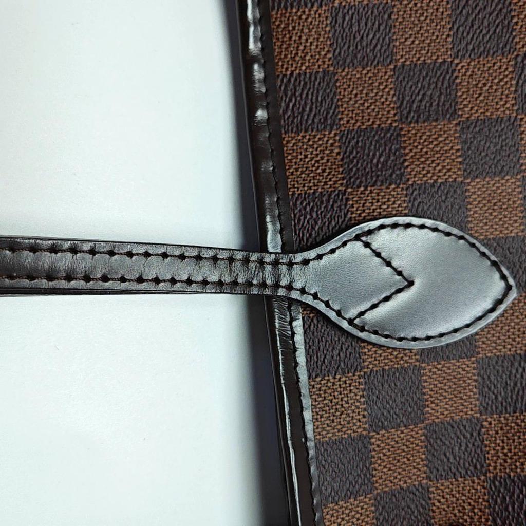 [Pre-Owned] Neverfull Mm Checkered Coated Canvas With Leather Trim Tote Bag - Very Good #W0D97T