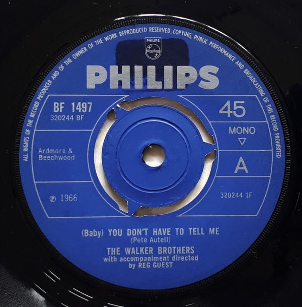 7-дюймовая пластинка WALKER BROTHERS Baby You Dont Have To Tell Me 3202441F 1966 UK Rock Б/у