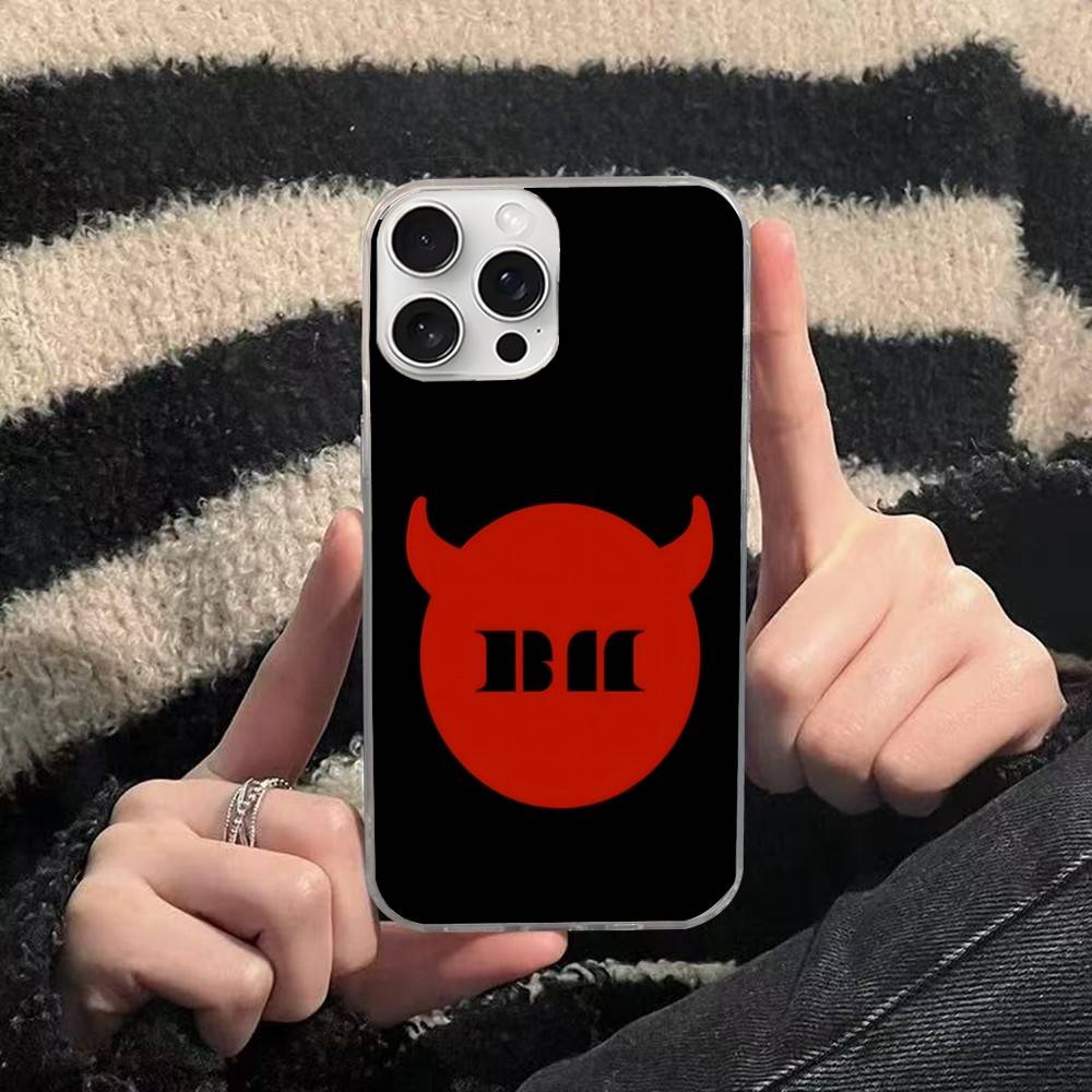 B-Baby M-Monster K-Kpop Phone Case For iPhone 17 16 15 13 14 11 12 Pro Max Plus Laser Silver Gradient Cover