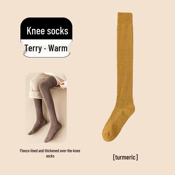 Женские бархатные утолщенные теплые носки выше колена с наколенниками для осени и зимы