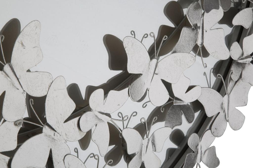 Wall Mirror Butterfly Round Silver Cm Ø 91X3X94