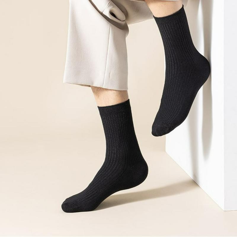 1 Pair Men‘s Socks Casual Business Stripe Socks Deodorant Breathable Black Man Travel Winter Socks