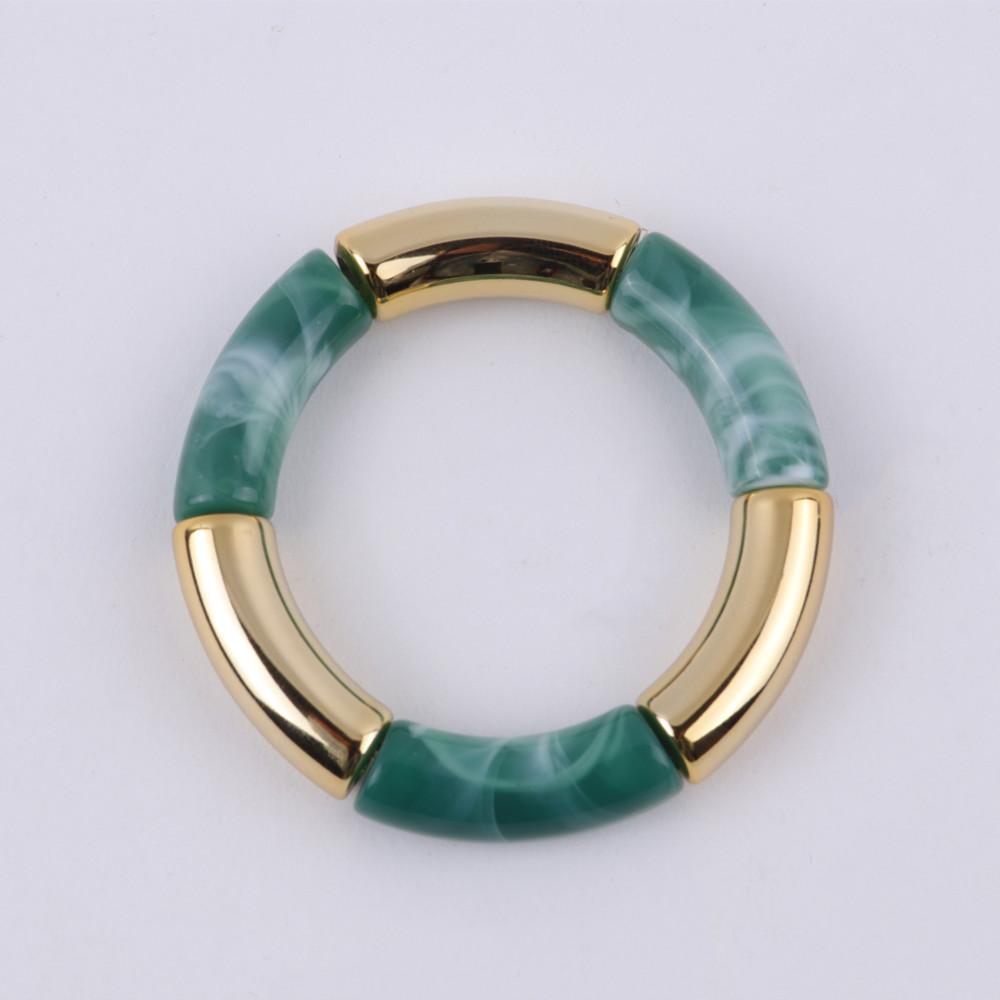 New Colorful Big Bamboo Tube Beads Acrylic Bracelets Bangle for Women Men Boho Stretch Curved Resin Bracelet Stack Jewelry Gifts