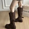 Autumn and winter women's boots trendy elements thick-soled high-end personalized belt buckle fashion sense bursting fat mm tall boots