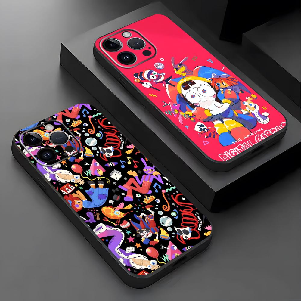Аниме D-Digital C-Circus Чехол для телефона для iPhone 16 16e 15 14 13 12 11 Plus Mini Pro Max Мягкий черный Ударопрочный чехол