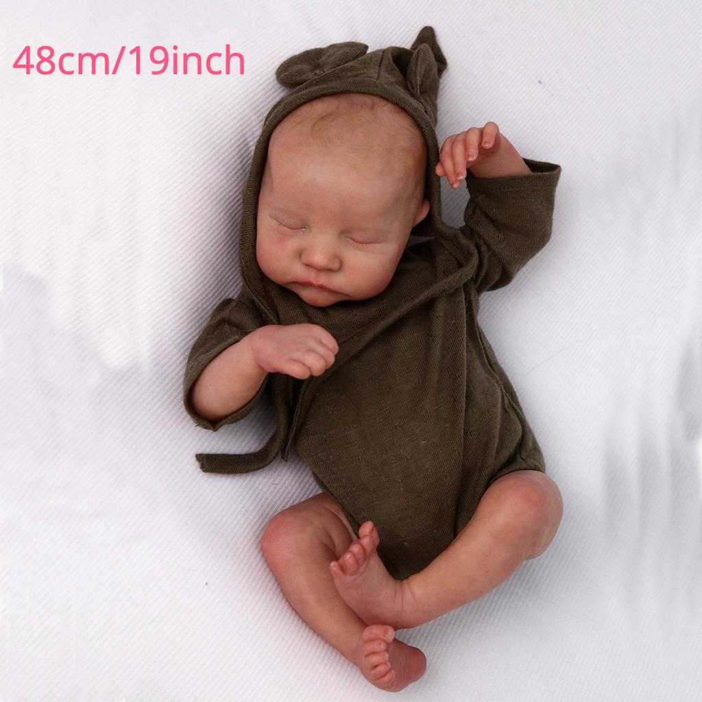 BZDOLL 48см 19дюймовая Кукла Реборн Спящая с 3D-расписанной кожей, Расписанная вручную, Мягкий винил Новорожденная девочка Художественная игрушка Рождественский Хэллоуин Подарок на день рождения
