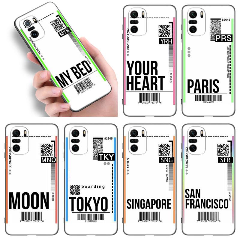 Наклейка на проездной билет Париж Чехол для телефона для Xiaomi POCO F2 F3 M2 M3 M4 X3 X4 Pro NFC F4 GT 5G F1 X2 C3 C31 C40 M5S TPU Черная крышка