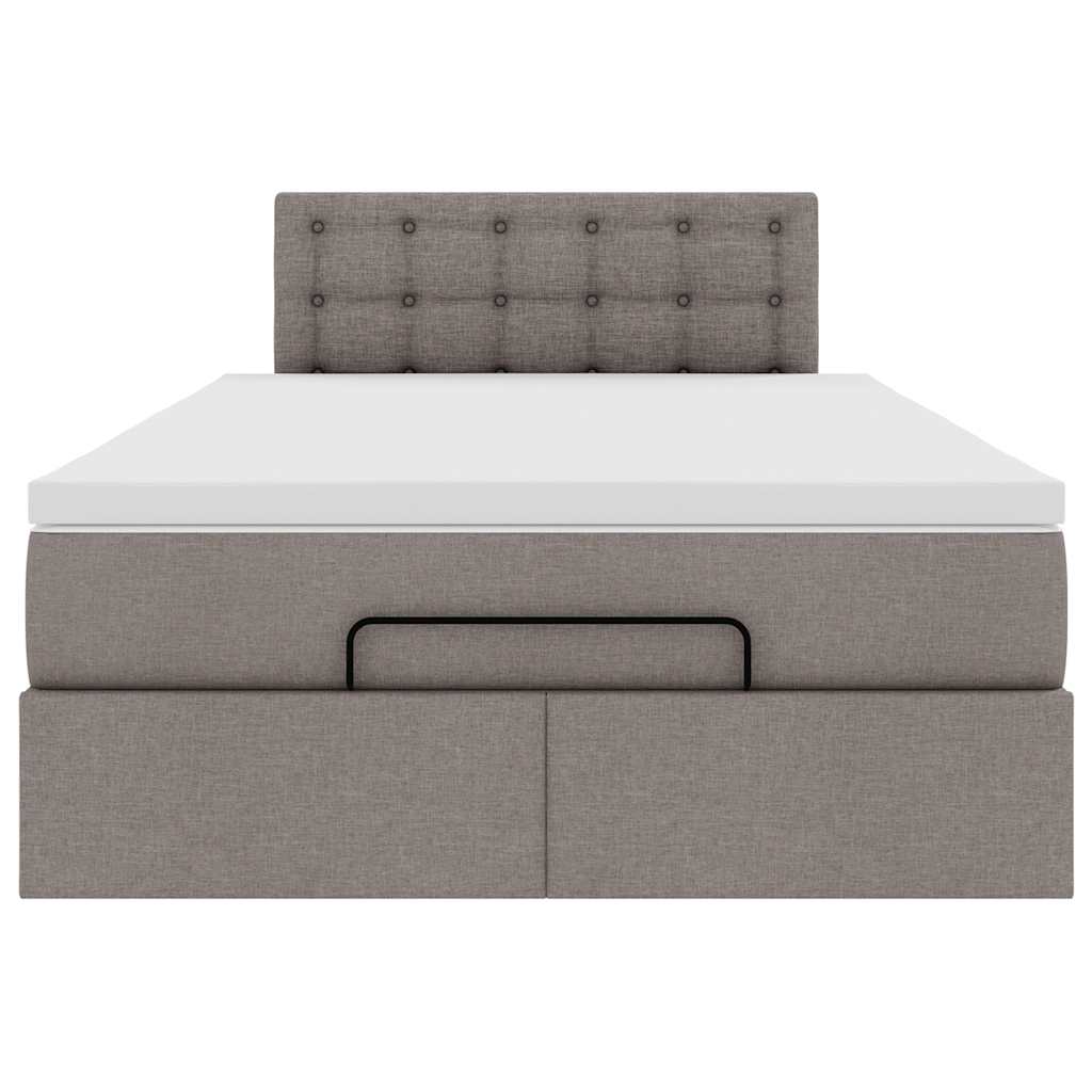 Ottoman Bed with Mattress & LEDs Taupe 120x200 cm Fabric