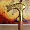 Fish Design Handle Walking Stick, Wooden Walking Cane Durable and Strong