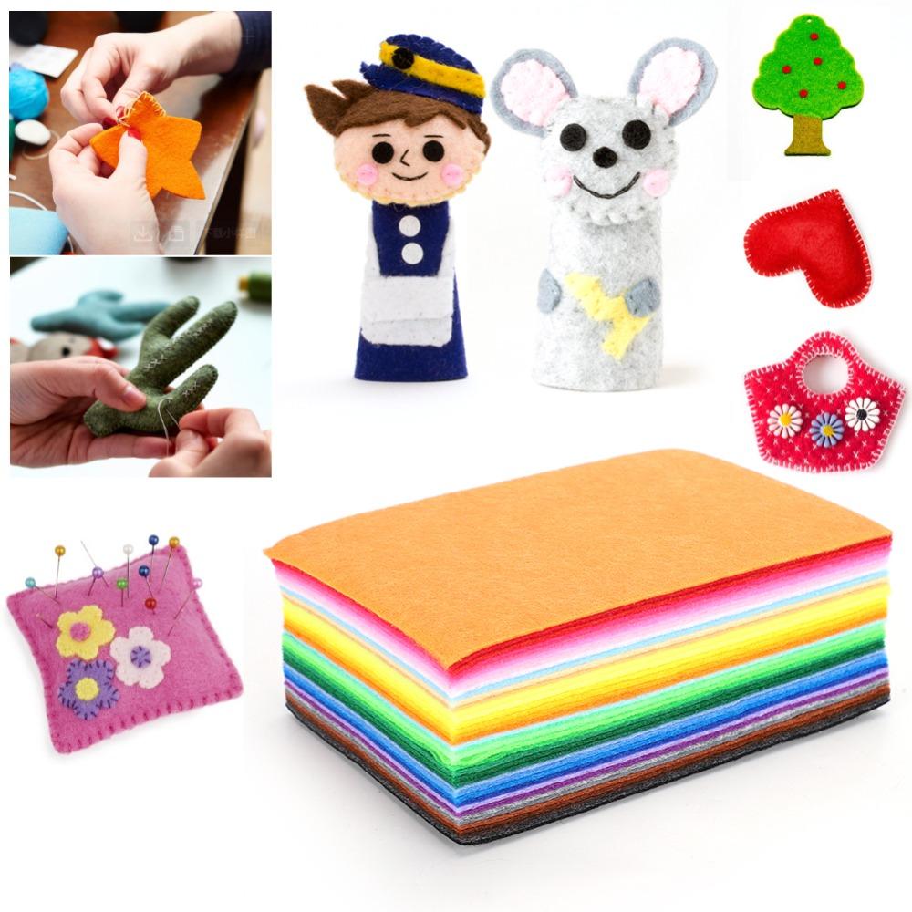 80pcs Assorted Colors DIY Craft Material Square Shape Nonwoven Felt Fabric Felt Sheets Home Sewing