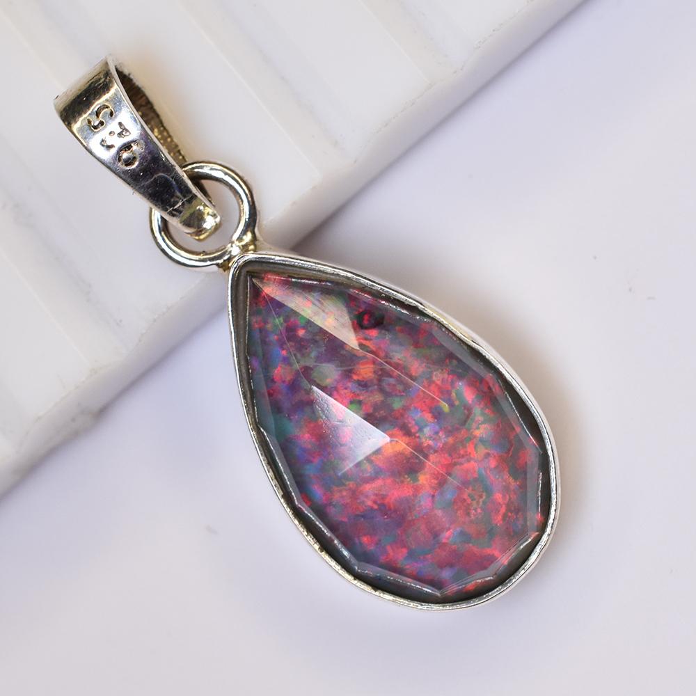 15 Ct Natural Monarch Opal 925 Sterling Silver Pear Cut Gems Pendant