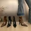 Skinny Heel Skinny Boots Women'S Fashion Pointed Toe Rear Zipper Anti-Slip Wear-Resistant High Heel Short-