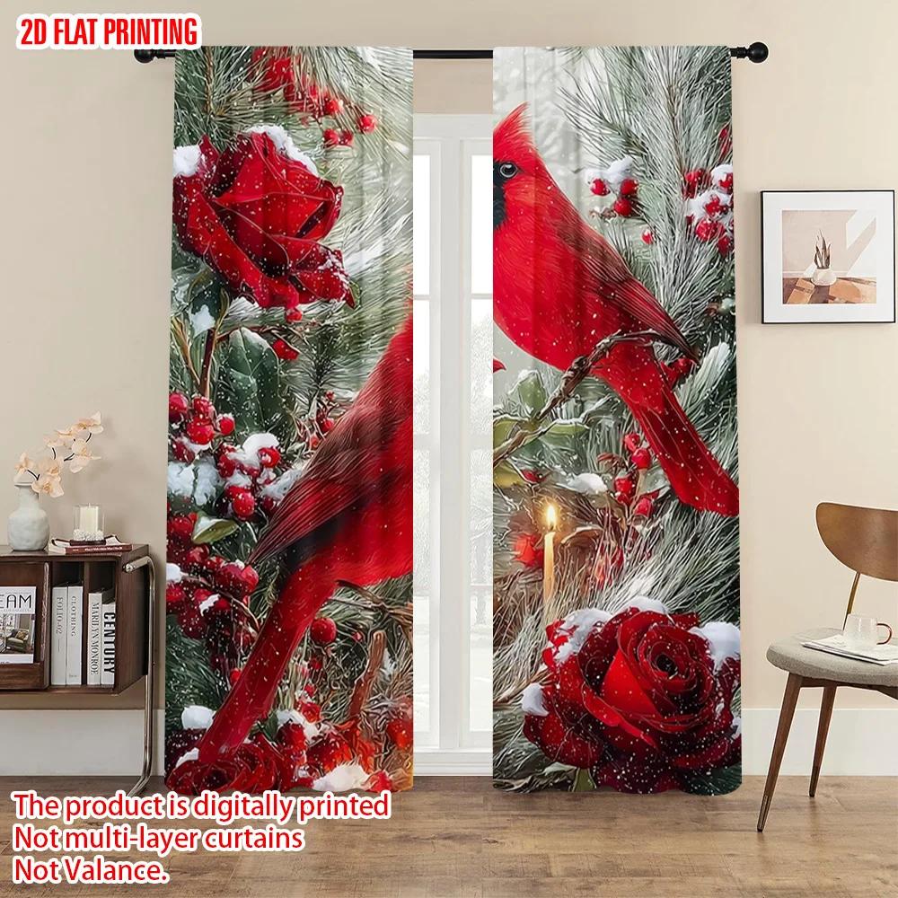 2 шт. Шторы с принтом самолета Цифровая печать кардинал Универсальные 100% Полиэстер (без стержня) Подарки для спальни