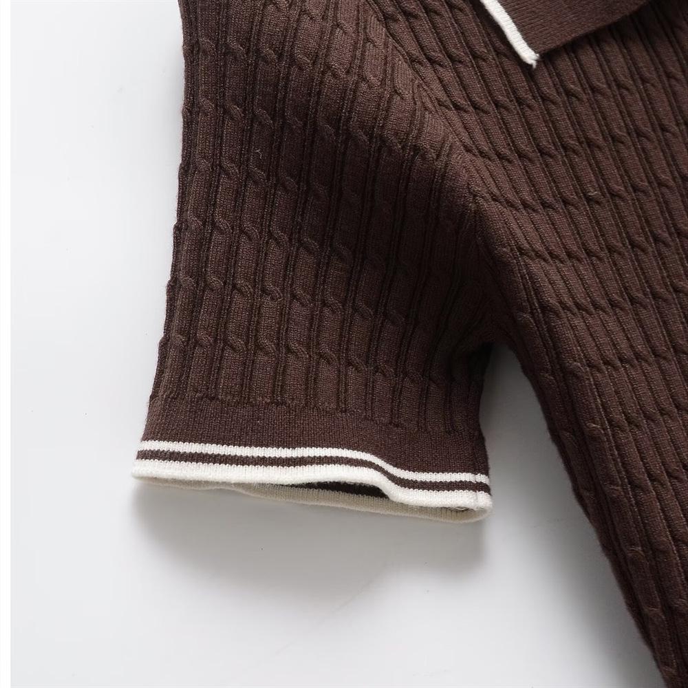 2025 Spring/Summer Slim-Fit Short-Sleeve Knitted Polo Collar Dress – Sweet Fashion for Women