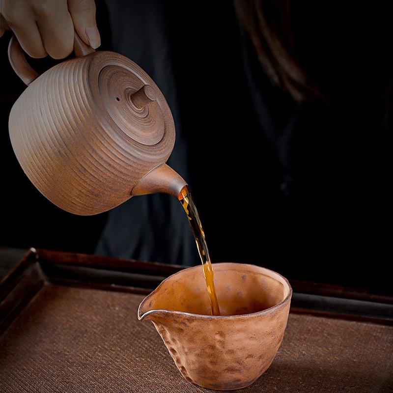 Необработанная руда Грубая керамика Чайный горшок Ручной работы Чайный сервиз Одиночный чайник Чайная церемония