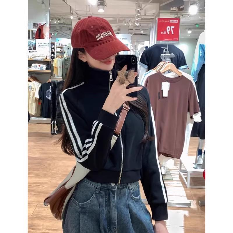 Женская спортивная бейсбольная куртка с тремя полосками - Осень 2025