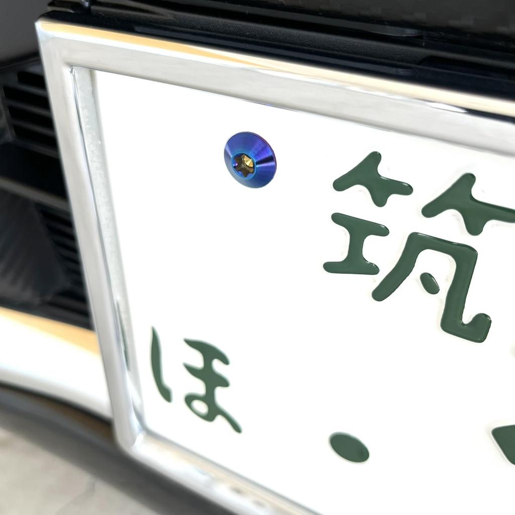 RENPA Болт номерного знака из титанового сплава Умный дизайн Совместим с техосмотром транспортного средства (ОБОЖЖЕННЫЙ СИНИЙ Длина болта 0,6 дюйма (15 мм)