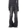 Women's Washed Micro-Flare Jeans with Frayed Edges and 3D Pockets