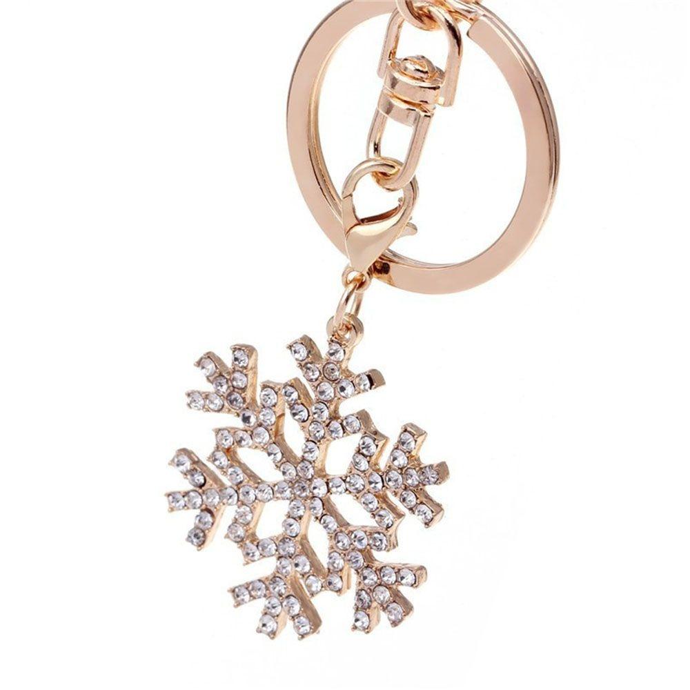 Hot Removable Christmas Gift Crystal for Woman Ladies Jewelry Key Ring Pendant Snowflake Keychain