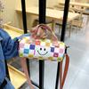 Plaid Women's Bag New Handbag Fashionable Smiley Face Shoulder Messenger Bag Sweet