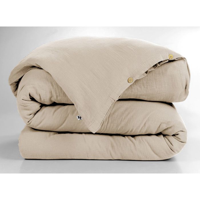 Housse de couette "Gaïa" toutes dimensions "Gaze de Coton" - 140x200 - Ficelle