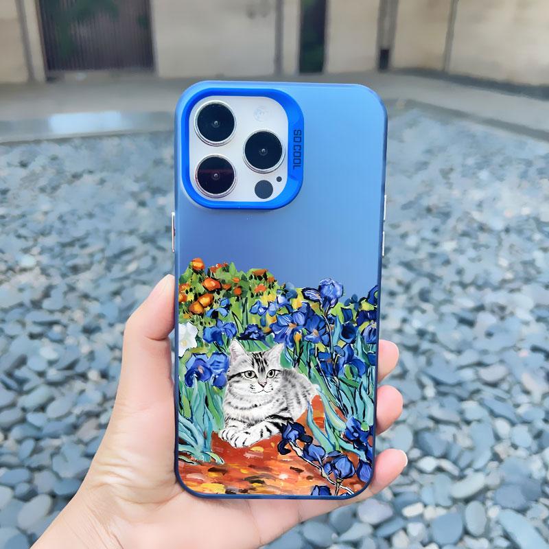 Клод Моне Забавная Кошка Искусство Чехол для Телефона Для iPhone 14 15 Pro Max Plus 11 12 13 Pro Max 13 Mini Чехол Ударопрочный Матовый Лазерный Coque
