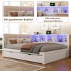 Daybed, 140x200cm, Single Bed (Without Mattress), with Drawers, with Dimmable LED Strip, with Practical Shelf, with USB Port, Pine Wood, White