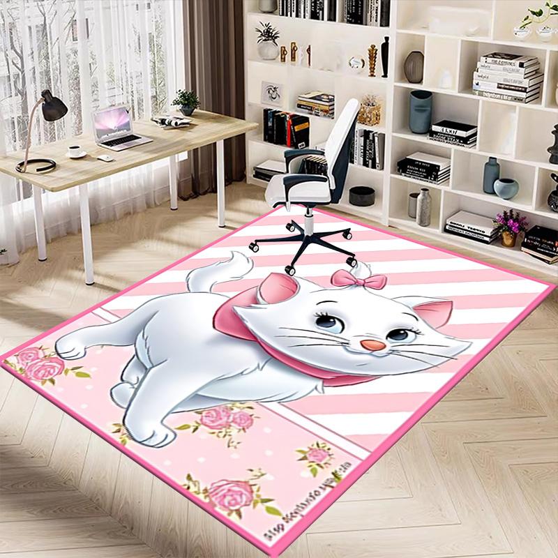 1pc Pink Stripes Roses Carpet for Playroom Bedroom Living Room Sofa Home Decor,kids Game Area Rug Non-slip Floor Mat Y728140