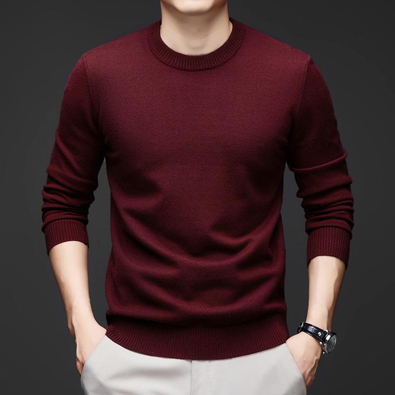 Autumn And Winter Middle-Aged And Young People Round Neck Solid Color Bottoming Shirt, Warm And Comfortable In Winter, And Men'S Sweater Inside