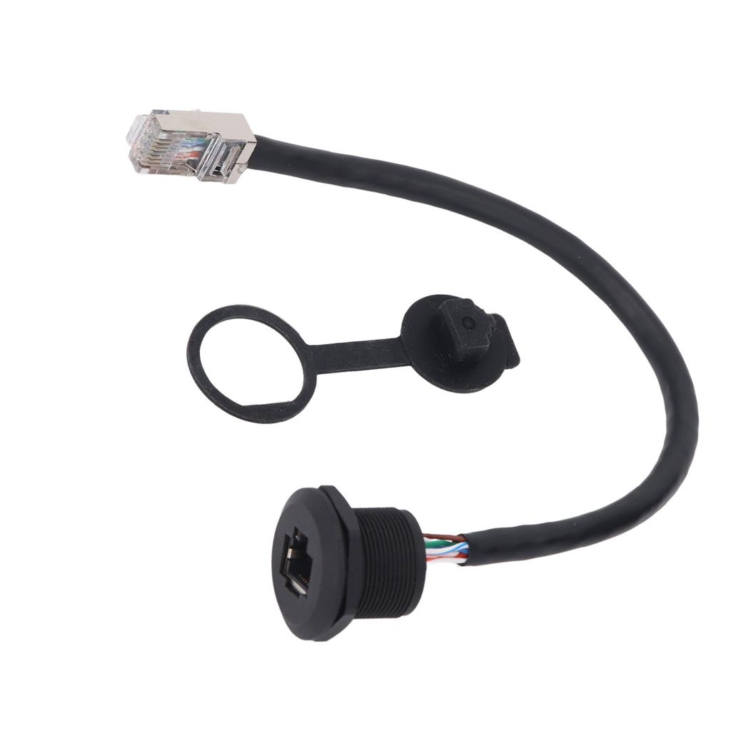 RJ45 Panel Mount Coupler Water Proof 8 Pin Female To Male Industrial Extension Cable with Dustcap 0.