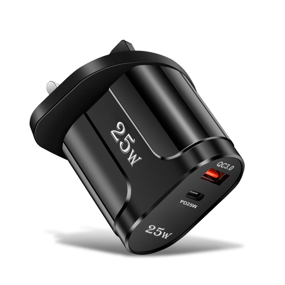QC3.0+PD 25W High-Power Fast Charger with EU, US, UK Plug Options