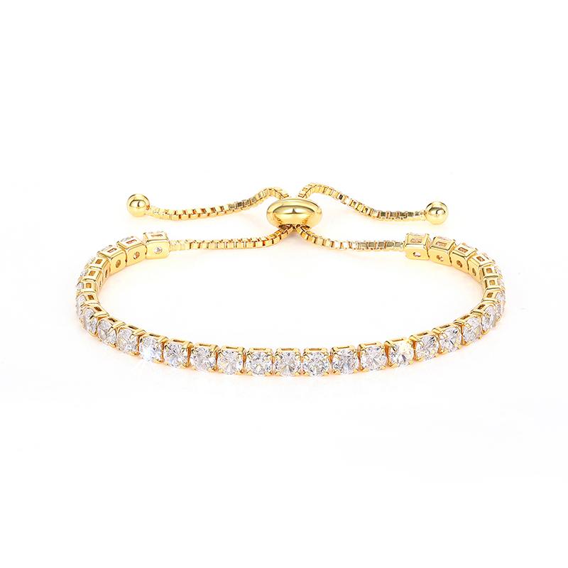 Браслеты Huitan Sparkling Cubic Zirconia для женщин, регулируемые модные теннисные браслеты, круглые/квадратные камни, роскошные модные ювелирные изделия