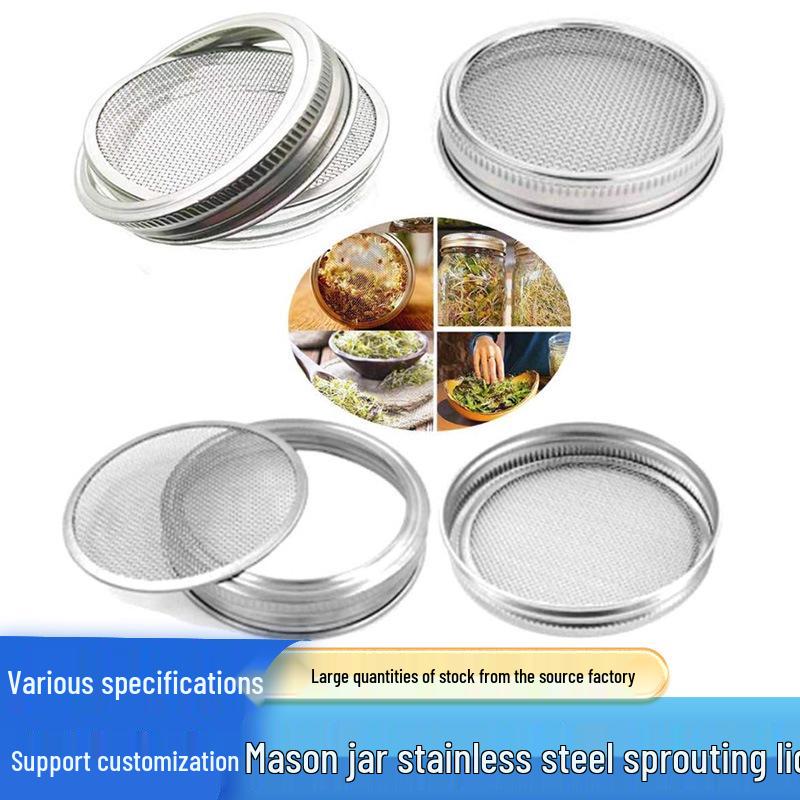 Крышки для проращивания из нержавеющей стали 304 для банок Mason, 70/86 мм, Набор из двух частей