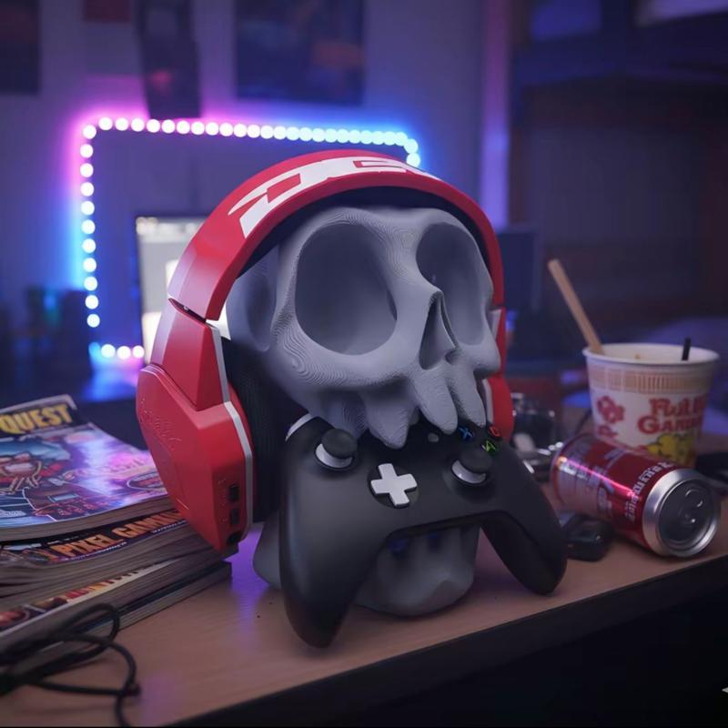 Персонализированный 3D-подставка-держатель для игрового контроллера в виде черепа, настенный/настольный стеллаж, надежный держатель для декора игровой комнаты