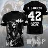 WASP Футболка с 3D-принтом Band.Tour Мужская Женская Модная Уличная с Коротким Рукавом Топы Футболки Детская Одежда Оверсайз Футболка Рок Черный