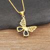 Nidin Lucky Fashion 4 Colors Butterfly Necklace For Women Aesthetic Crystal Pendant Choker Chain Jewelry Elegant Collars Gift
