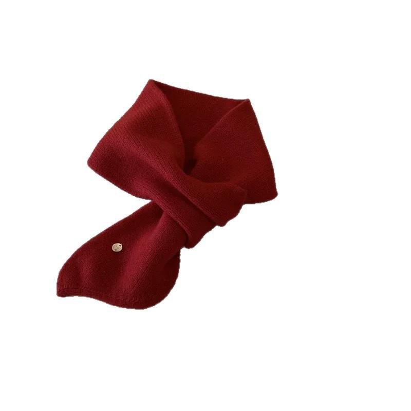 Warm Winter Wool Knitted Scarf To Keep Warm Student White Collar Portable Scarf