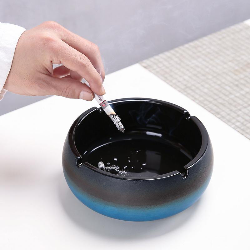 Stoneware ashtray ceramic cigarette butt storage jar home office smoke tank gift safety model with lid