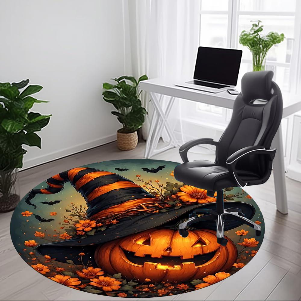 1pc Halloween Pumpkin Hat Chair Carpet for Office, , Non-slip carpet, Very suitable for offices, farmhouses,Outdoor carpet yy251120069