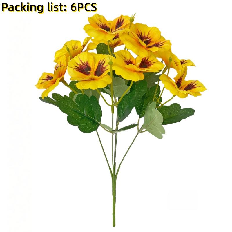 6 шт. Искусственные цветы анютины глазки Многоцветные Реалистичные Шелковые Искусственные Цветы для Патио Сада Веранды Свадьбы Весеннего Внутреннего Наружного Декора