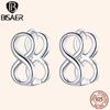 925 Sterling Silver Simple Fashionable Infinity Symbol Shape Stud Earrings for Women Wedding Fine Jewelry