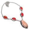 Orange Aventurine, Coral Gemstone 925 Sterling Silver Jewelry Necklace 18"