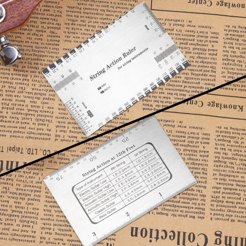 3-Piece Guitar String Height Gauge and String Height Ruler Set, String Height Measurement Tool, Fingerboard Protection, Fingerboard Grinding, Maintena