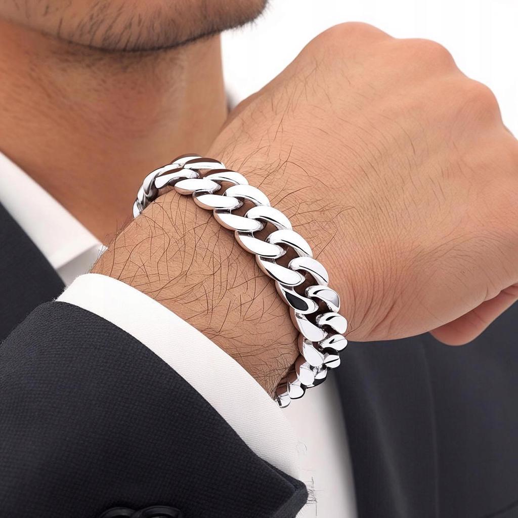 THICK Silver Men' Bracelet FULL 13mm 925 SILVER Armor Gift