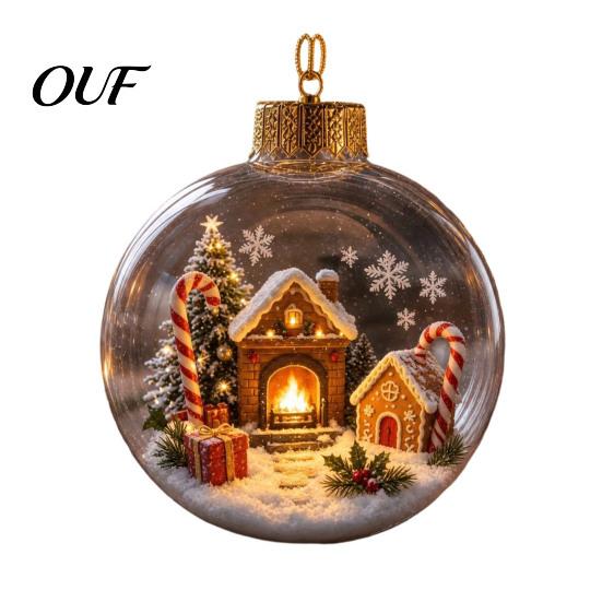 Christmas Party Supplies Favors Glowing Ball Ornaments, 3D LED Lighted Acrylic Hanging Light-up Holiday Keepsakes Balls for Tree Mantel Window,