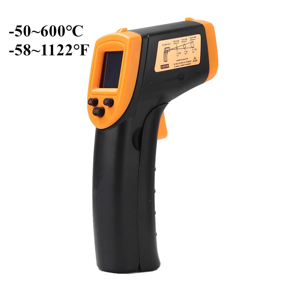 Digital Infrared Thermometer -50~600℃ / -58~1122℉ Contactless Temperature Tester IR Laser Pyrometer LCD Non-Contact Pyrometer