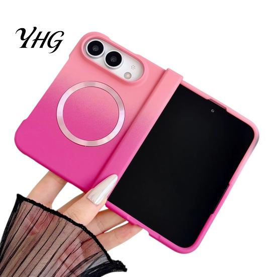 Anti Fingerprint Matte Phone Cover Magnetic Case for iPhone, Gradient Skin-like Protective with Built-in Ring Fast Charging And Hinge Protection